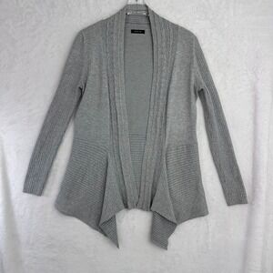 Verve Ami Womens Grey Knit Open Front Waterfall Cardigan Sweater Size S